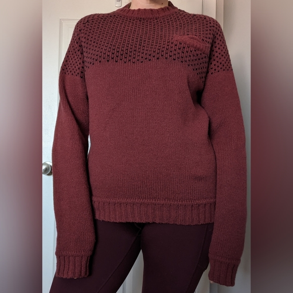 Saturdays NYC Surf Sweater, Burgundy & Black 100% Wool, Size M EUC - Picture 5 of 10